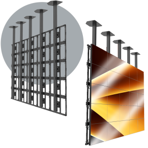 Video Wall Ceiling Mounts</br><SPAN STYLE="color: #ff7e00; font-size: 12pt">Large Scale Ceiling Attached Video Mounts</span>