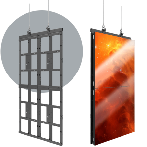 HoverGrid™ 2X2</br><SPAN STYLE="color: #ff7e00; font-size: 12pt">Flyable 2X2 Portrait Video Wall Frame System</span>