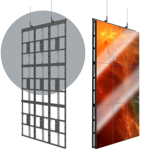 HoverGrid™ 3X3</br><SPAN STYLE="color: #ff7e00; font-size: 12pt">Flyable 3X3 Portrait Video Wall Frame System</span>