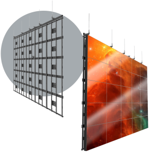 HoverGrid™ 5X5</br><SPAN STYLE="color: #ff7e00; font-size: 12pt">Flyable 5X5 Landscape Video Wall Frame System</span>