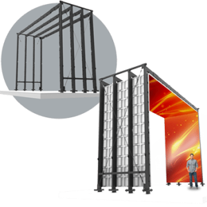 T-Mobile LED Video Wall Archway</br><SPAN STYLE="color: #ff7e00; font-size: 12pt">IC-Technologies X Series LED Tile Video Wall Entryway</span>